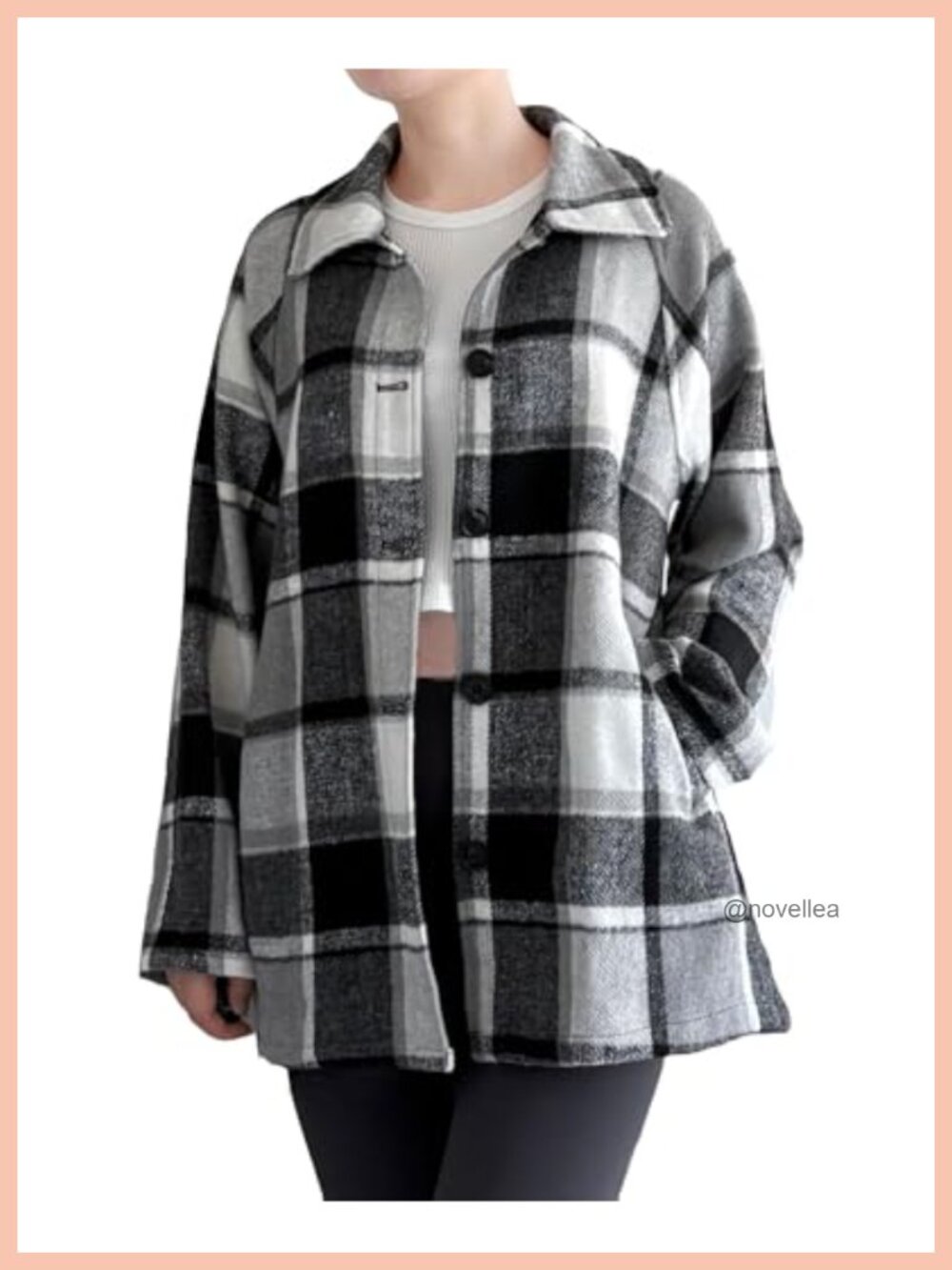Wool Blend Plaid Flannel Shacket Button Down Long Sleeve Casual Jacket